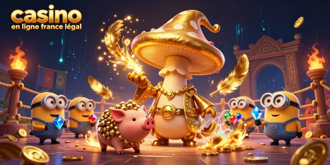 Profitez de l'expérience casino en ligne France légal avec une illustration 3D riche en détails, présentant un wizard magique et ses compagnons.