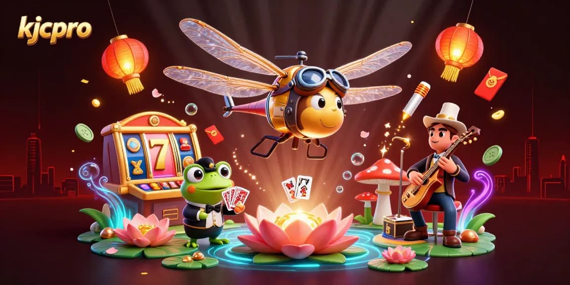 KJCpro showcases a vibrant casino scene with dynamic characters and elements, engaging gamers with exciting visuals.