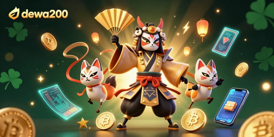 Mengalami permainan dewa200 dengan ilustrasi seni digital 3D penuh warna dan detail tinggi termasuk elemen kasino.