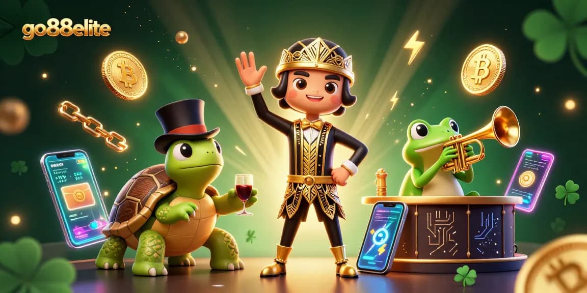 Join the excitement with go88elite in an engaging gaming atmosphere featuring vibrant characters and crypto elements.
