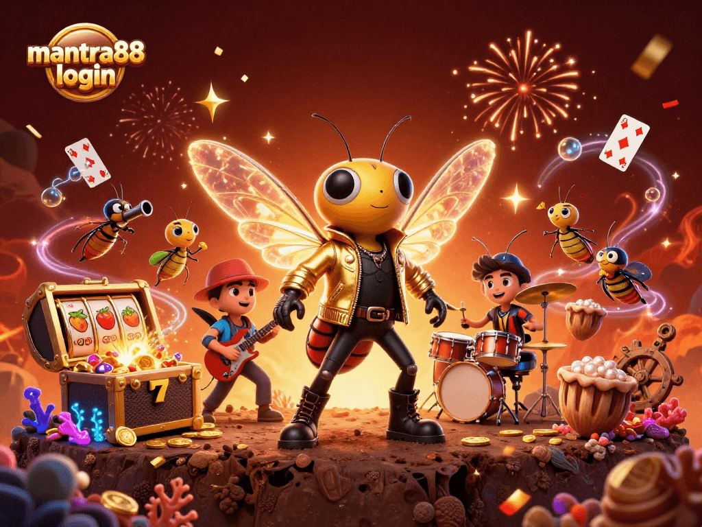 Experience thrilling mantra88 login action with vibrant slot machines and animated characters!