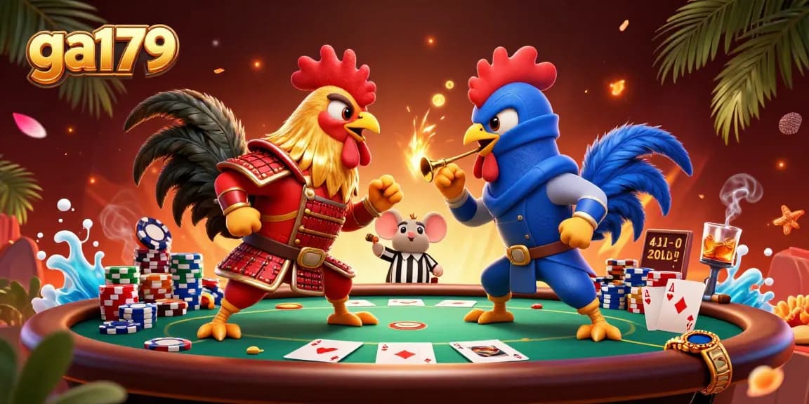 Engage with GA179's thrilling action featuring fighters and poker elements in a dynamic standoff.