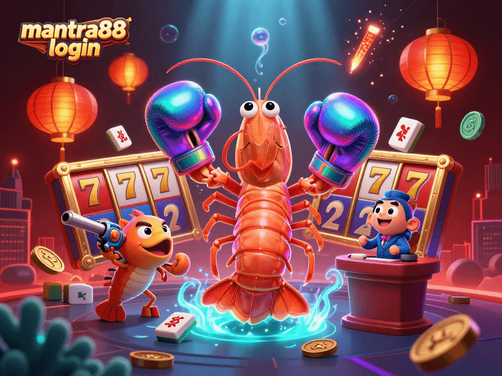 Experience the thrill of mantra88 login with a vibrant casino scene featuring animated characters and energetic game elements.