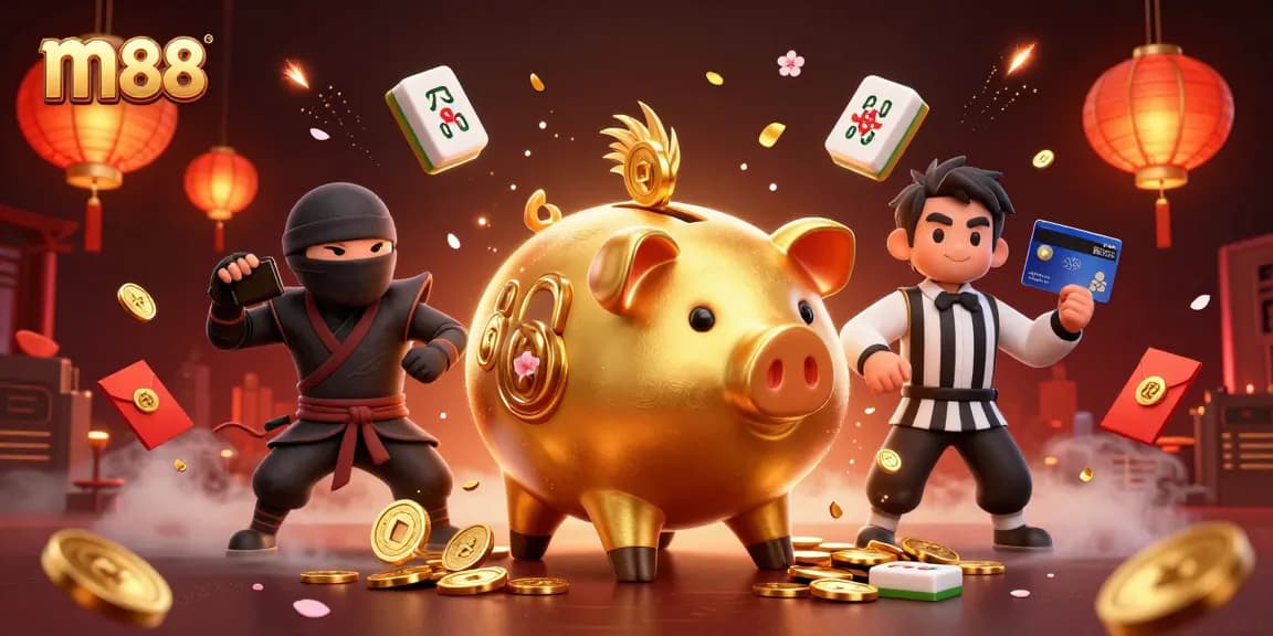 Engage with m88's vibrant online casino atmosphere featuring dynamic characters and rich gaming elements.