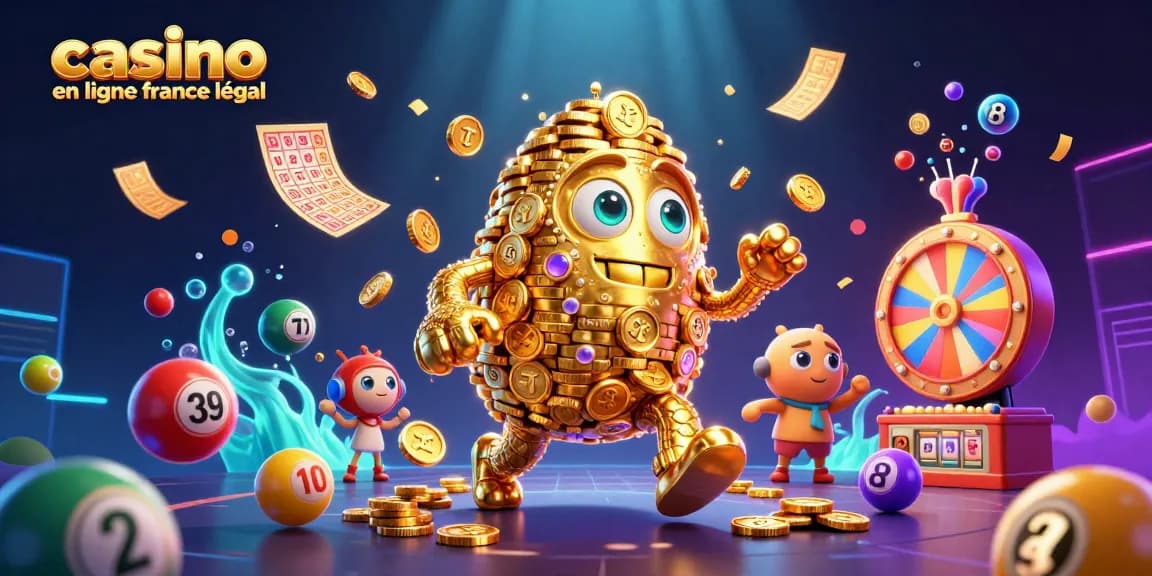 Vortex d'activités de jeu dans un casino en ligne légal en France, incluant des éléments de loterie amusants.