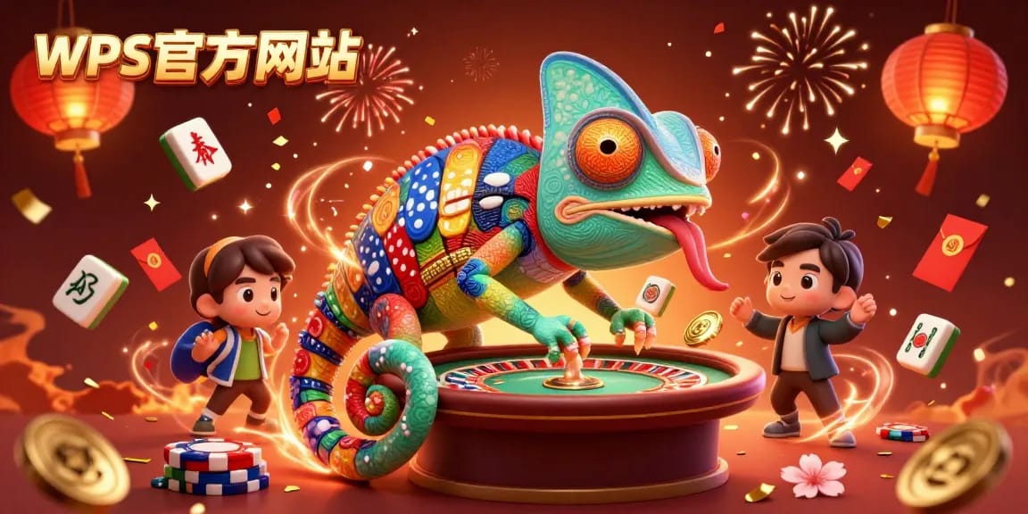 在WPS官方网站上畅享文档管理，色彩斑斓的赌场蜥蜴主宰摄影作品。