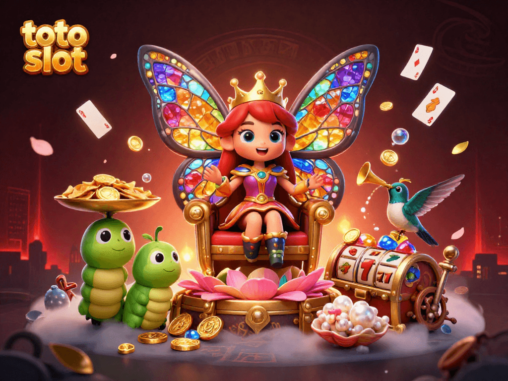 Toto slot menghadirkan ratu kupu-kupu 3D dalam permainan kasino yang menakjubkan dengan elemen slot dinamis dan koin emas.
