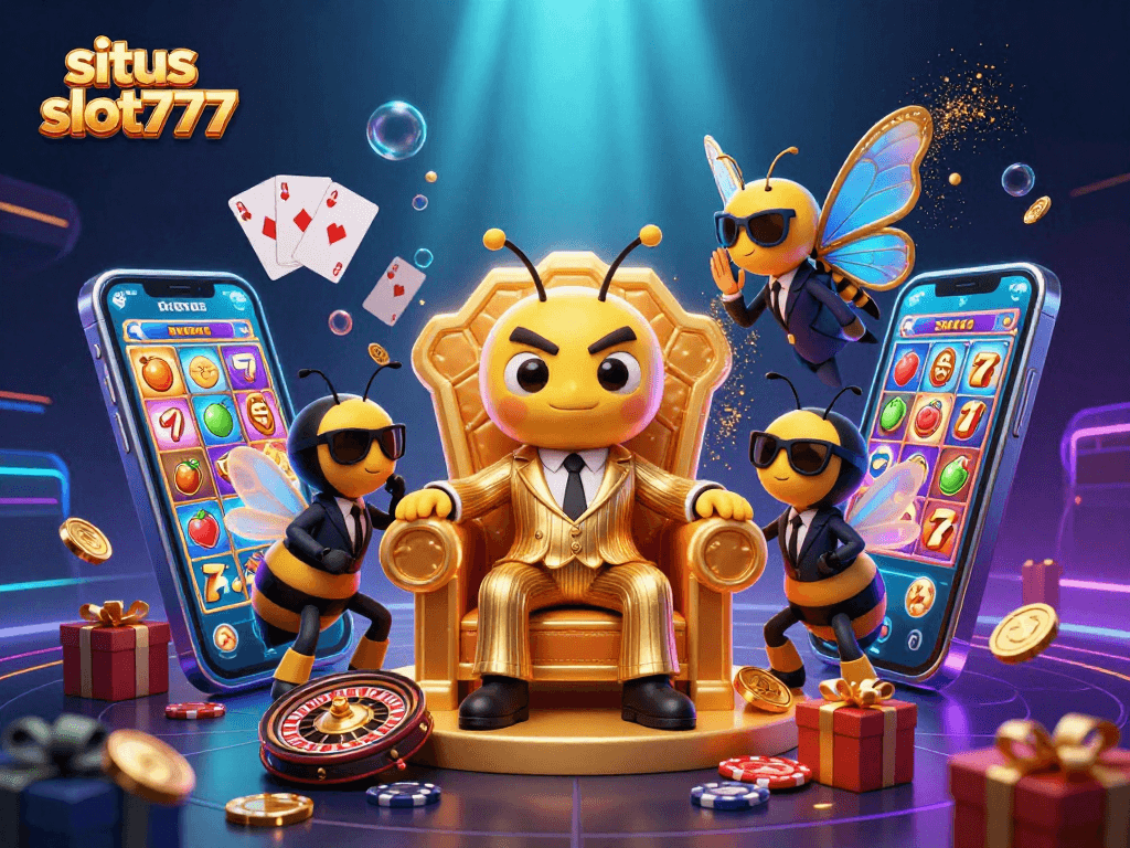 Experience the thrill at situs slot777 with a vibrant 3D casino scene featuring dynamic characters and exciting gaming elements.