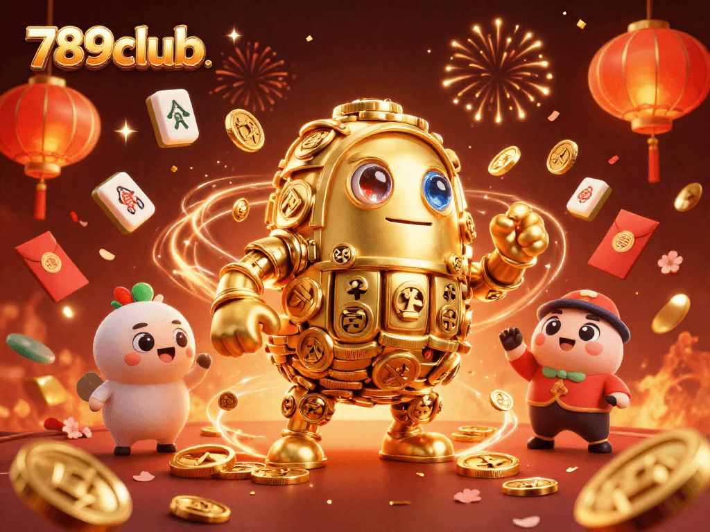 Play exciting 789club casino games with vibrant visuals featuring a golden golem and festive elements.