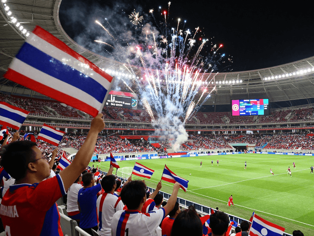 แฟนบอลชาวไทยกำลังแทงบอลโลกนัดชิงในสนามแข่งขันฟุตบอลโลก 2026
