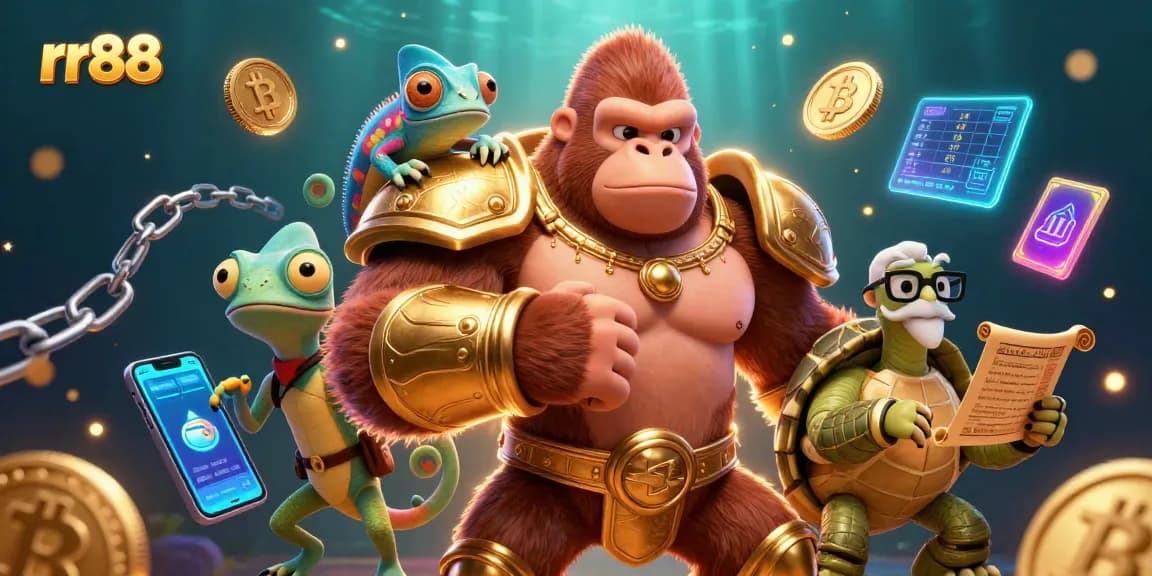 Capture exciting moments at rr88 Casino with thrilling characters and vibrant digital cash elements.