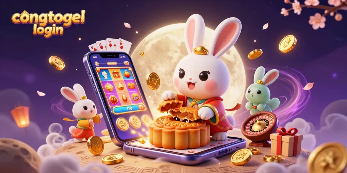 Join the excitement at congtogel login with a dynamic 3D casino scene featuring slot games and poker chips.