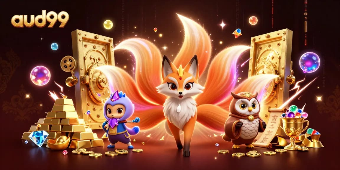 Experience the thrill of winning at online casinos with aud99's colorful, immersive scene.