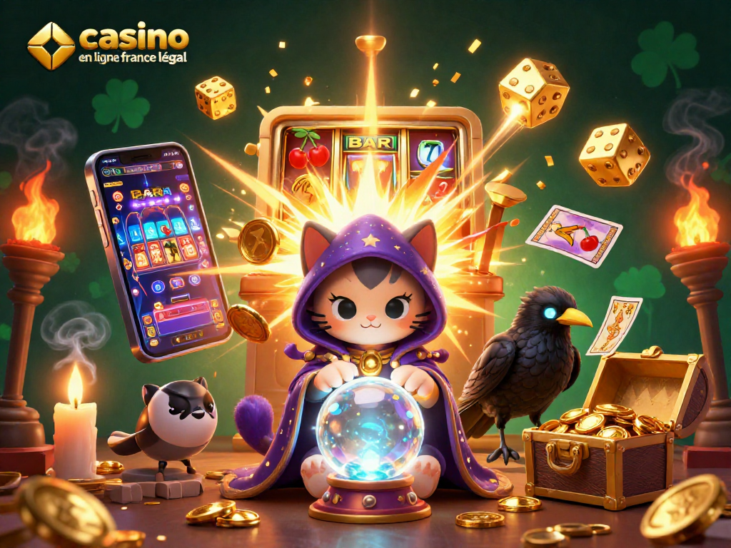 Plongez dans le monde du casino en ligne France légal avec cette scène dynamique et magique.
