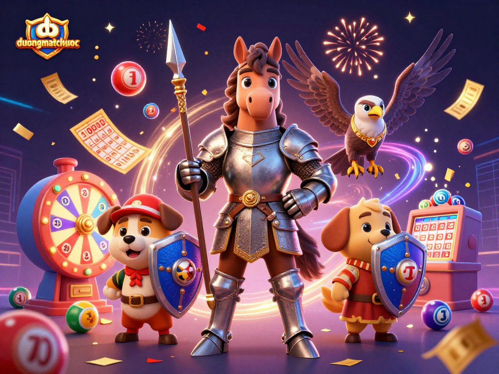 Experience exciting action in duongmatchuoc as colorful lottery balls fly around digital knights and treasures.