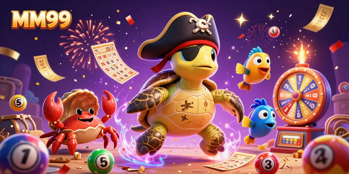 Experience thrilling fun with MM99 in a vibrant 3D casino adventure scene filled with lottery action!