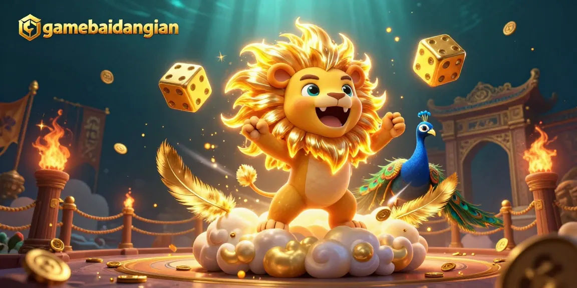 Engage in exciting gameplay at gamebaidangian with dynamic golden dice and vibrant casino elements.