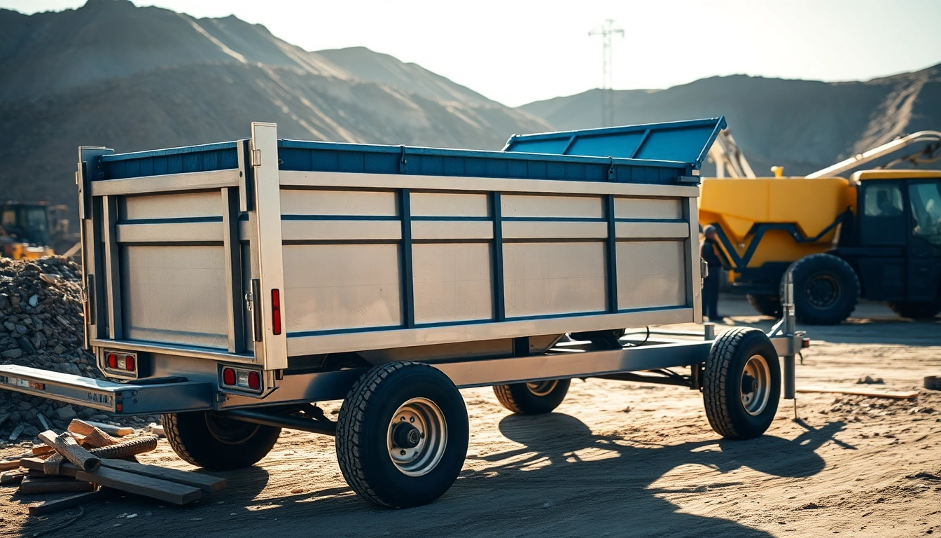Transporting materials with a reliable dump trailer at a busy construction site.