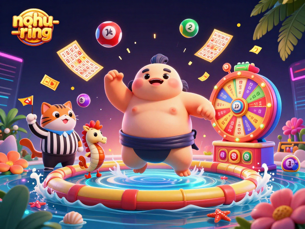 Engage with nohu-ring: vibrant blowfish and catfish referee in a thrilling underwater casino scene