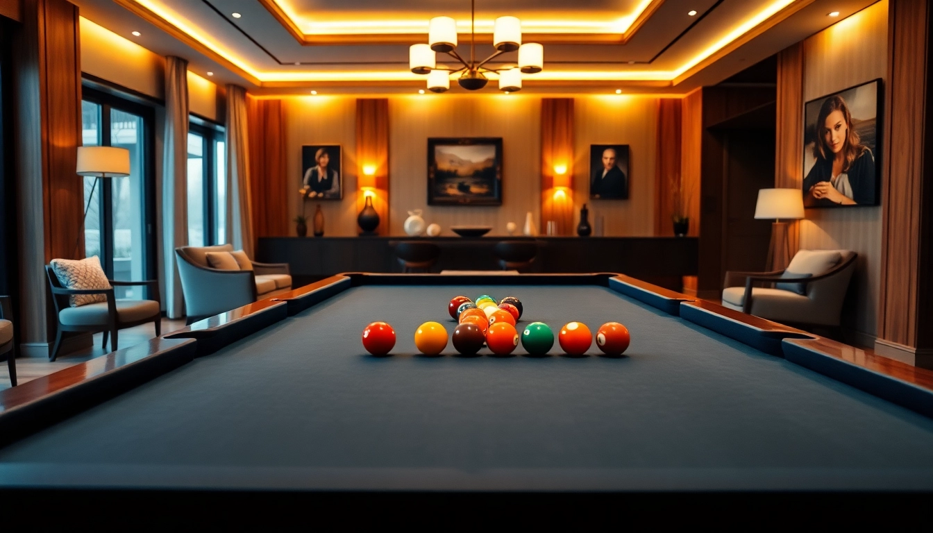 Buy Pool Tables in a stylish home game room featuring a premium slate pool table and vibrant decor.