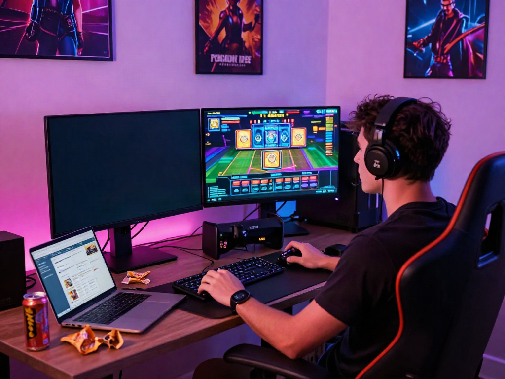Engaging online gaming scene featuring a player immersed in an exciting สล็อตเว็บตรง game.