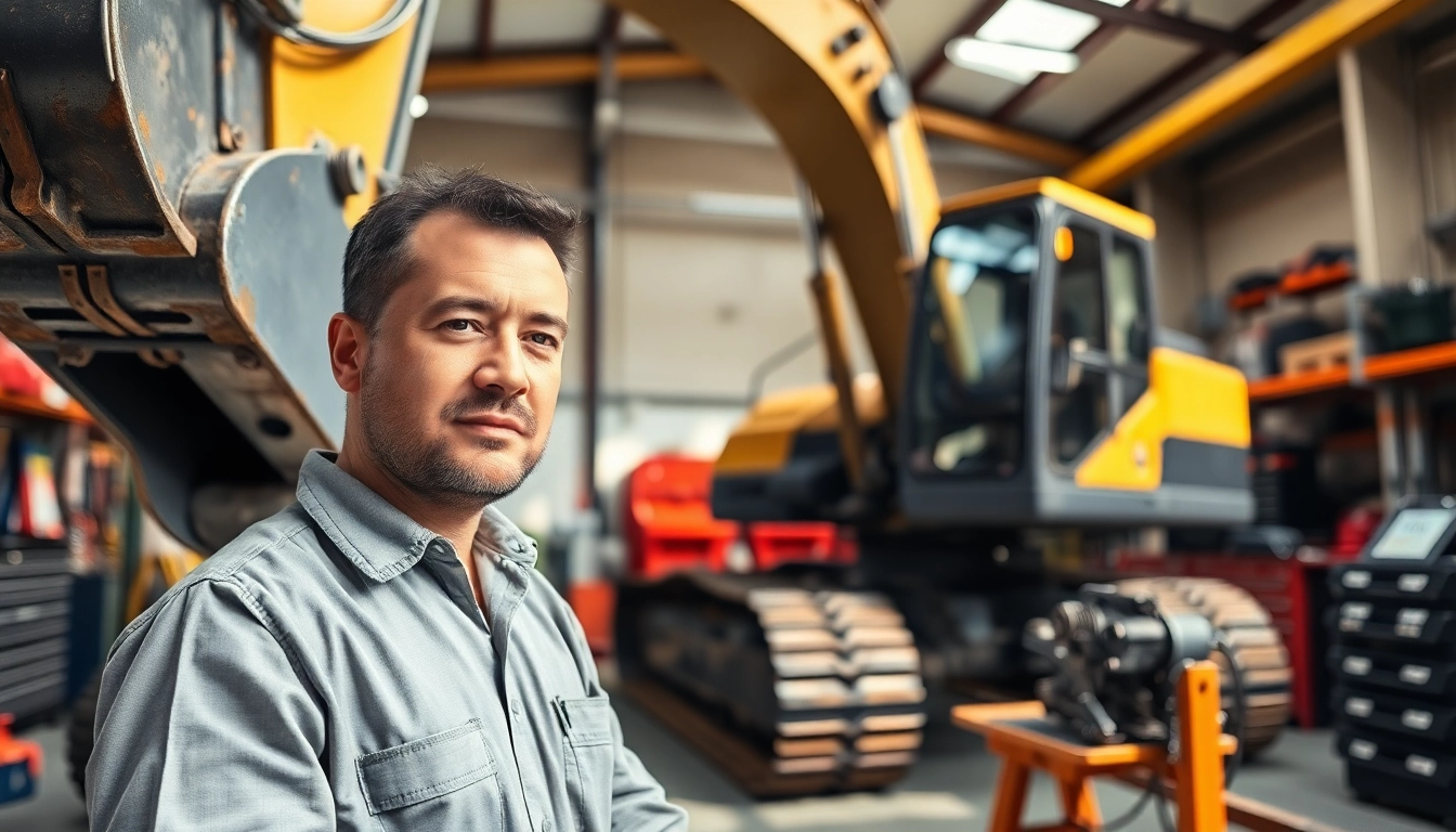 Progressing through equipment service, a technician maintains heavy machinery in a professional setting.