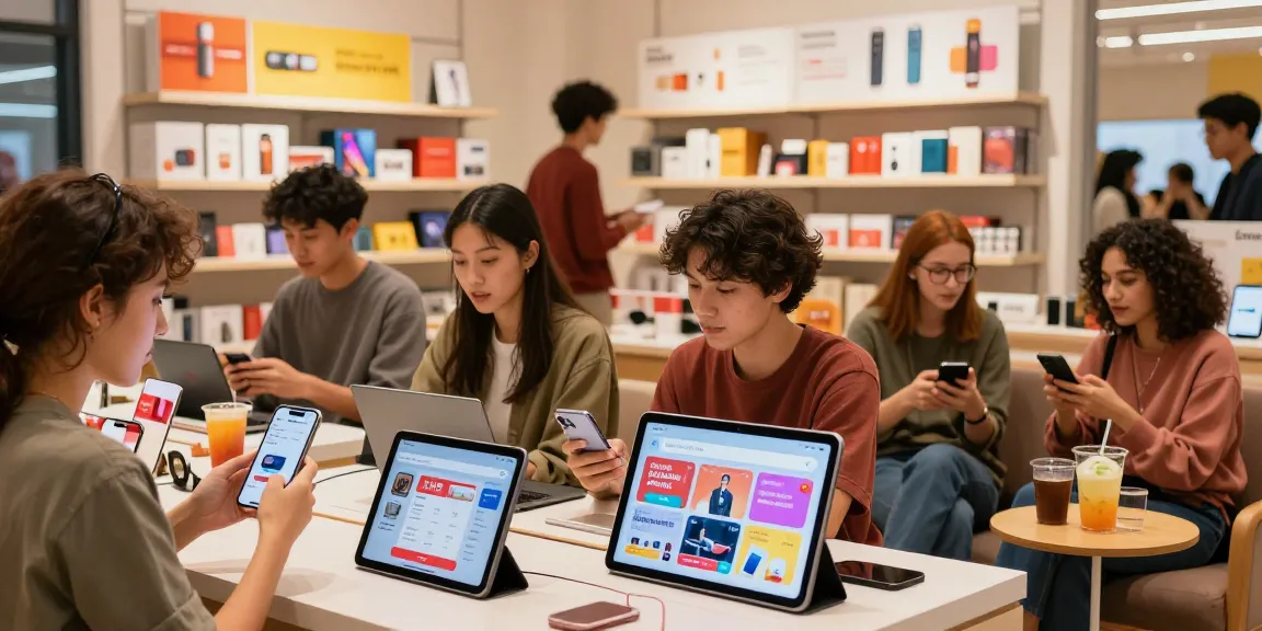 Shoppers interacting with dynamic online platform at https://www.www456bd.com/ showcasing vibrant e-commerce culture.