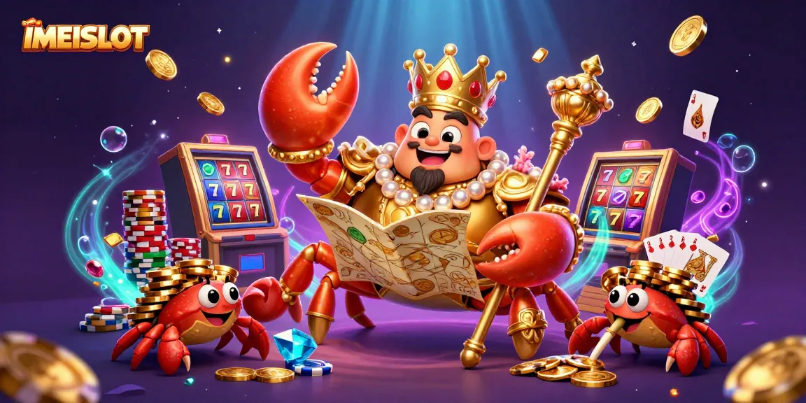 Join the excitement at IMEISLOT with the golden crab emperor and sparkling jackpot treasures!
