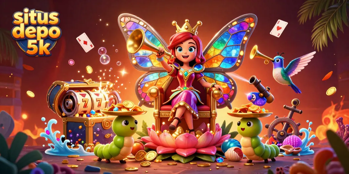 Experience thrilling slots action at situs depo 5k with vibrant visuals of a whimsical casino world enriched by fantastic characters.
