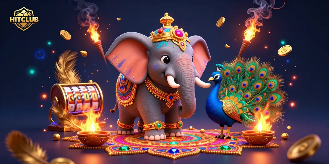 Experience the thrilling HITCLUB casino scene with vibrant animated elephants, rich colors, and engaging game elements.
