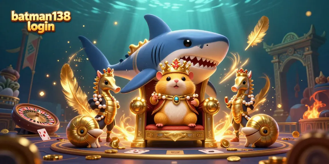 Engage with batman138 login for thrilling casino experiences, featuring a golden hamster king in a dynamic gaming scene.