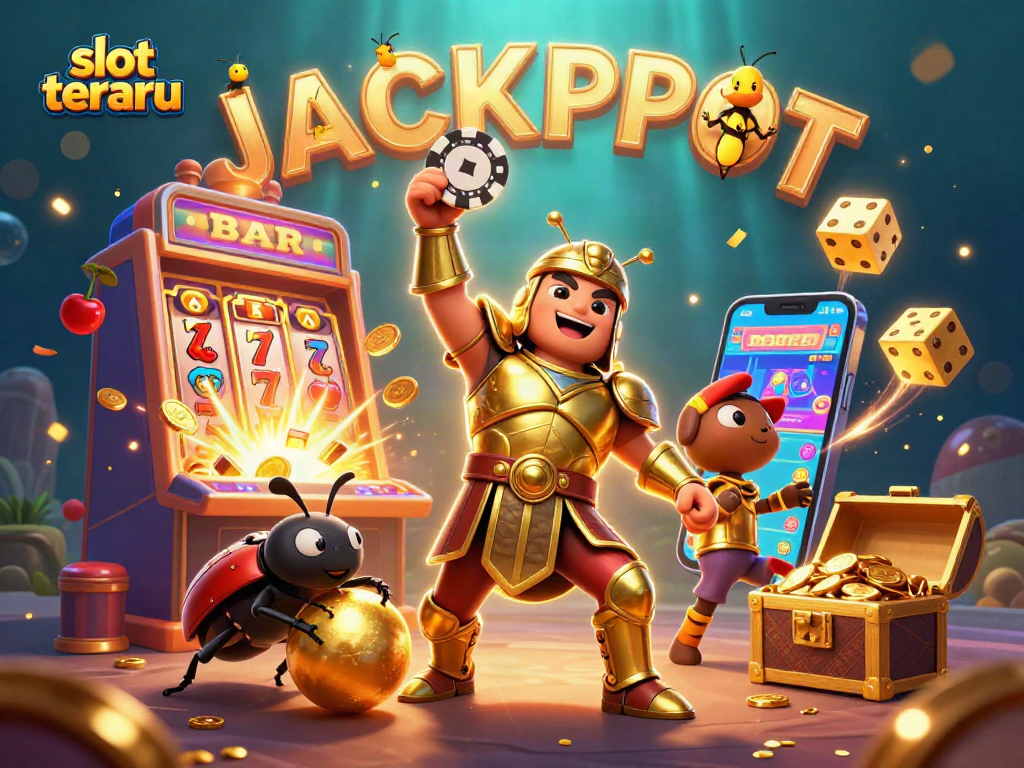 Experience slot terbaru with vibrant jackpot action featuring a golden beetle and dynamic casino symbols.