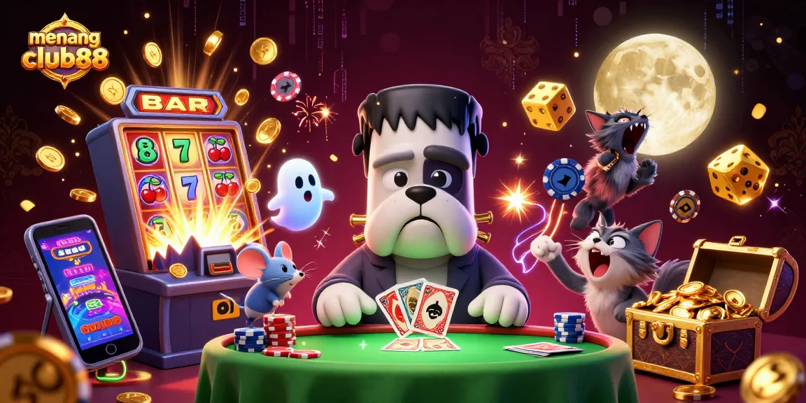 Play at menangclub88 with engaging characters and exciting casino elements in a vibrant and dynamic scene.