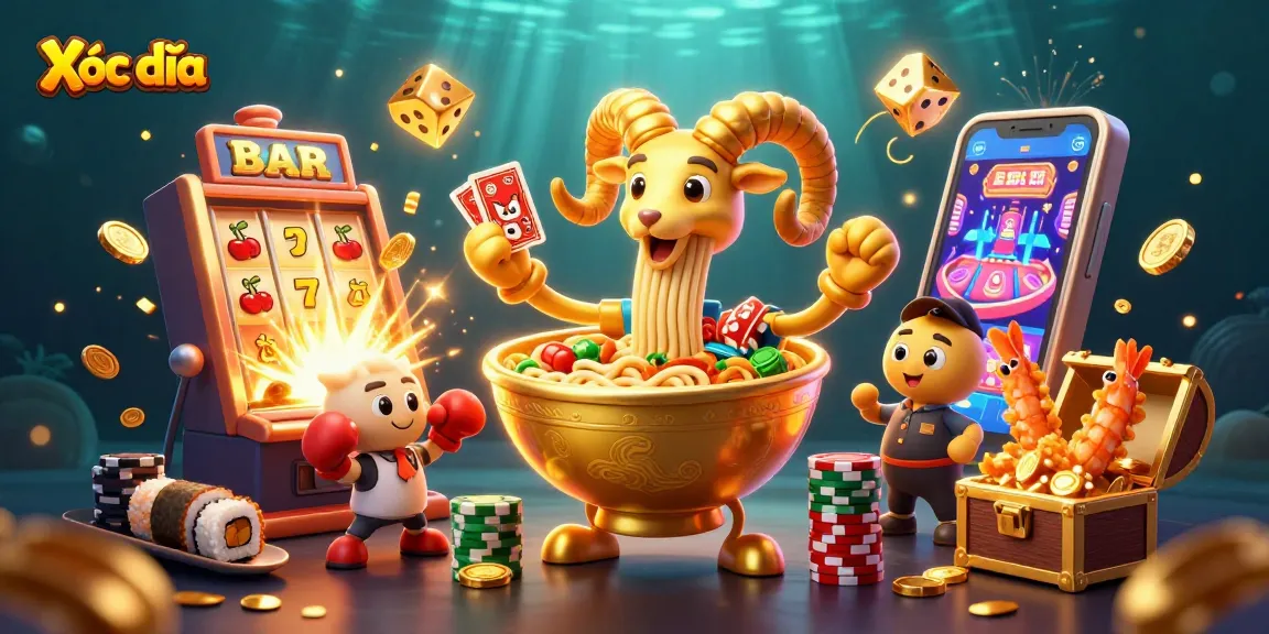 Xóc đĩa shows an exciting casino scene with vibrant colors, featuring characters stacking chips and dealing cards.