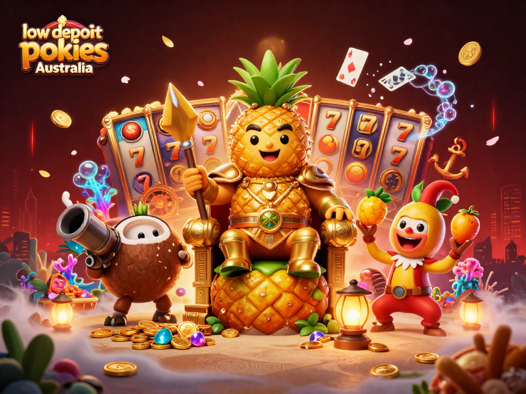 Experience thrilling low deposit pokies Australia with colorful game elements and engaging characters.