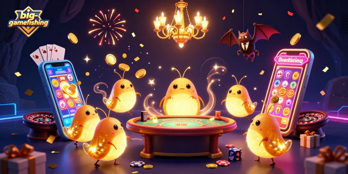 Experience big-gamefishing excitement with glowing creatures in a vibrant casino scene.