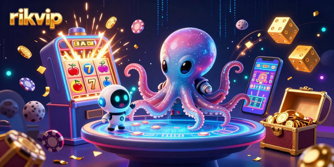 Experience the thrill of Rikvip as an alien octopus plays poker with dazzling visuals and dynamic casino elements.