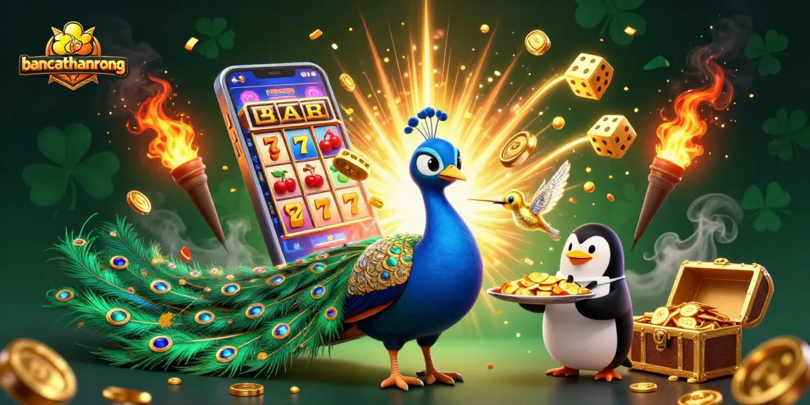Experience exciting gameplay with bancathanrong's vibrant 3D digital illustration showcasing winning moments filled with coins and jackpots.