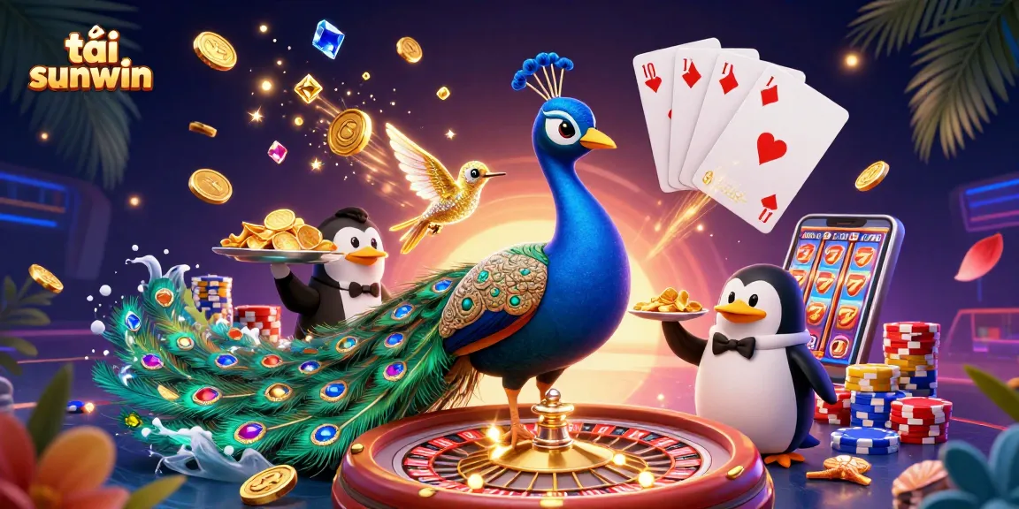 Play and win with tải sunwin in a vibrant casino scene featuring 3D characters and dynamic game elements.