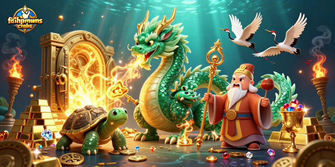 Engage with fishprawncrabs in this vibrant 3D scene of luck and fortune.