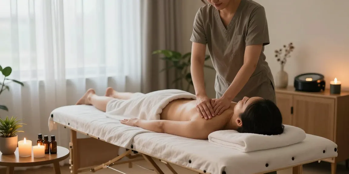 의정부출장마사지 service in serene home spa setting with essential oils and calming atmosphere.