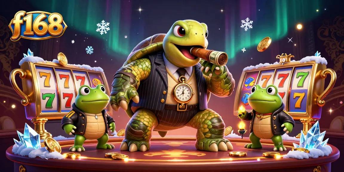 Explore the vibrant f168 casino world with characters enjoying thrilling slot games and dynamic action.