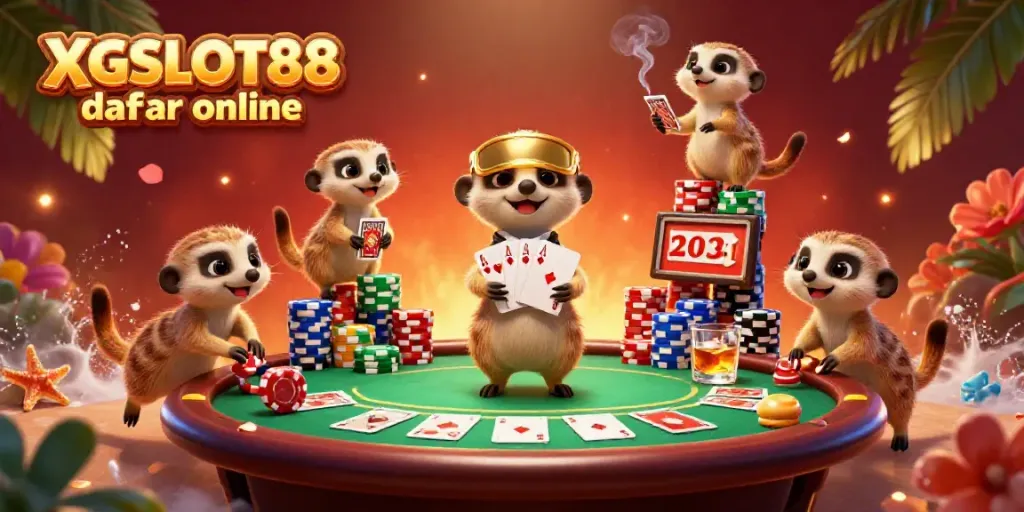 Mearkats beroperasi di kasino dengan tema XGSLOT88 daftar online, menghadirkan suasana permainan kartu yang menarik.