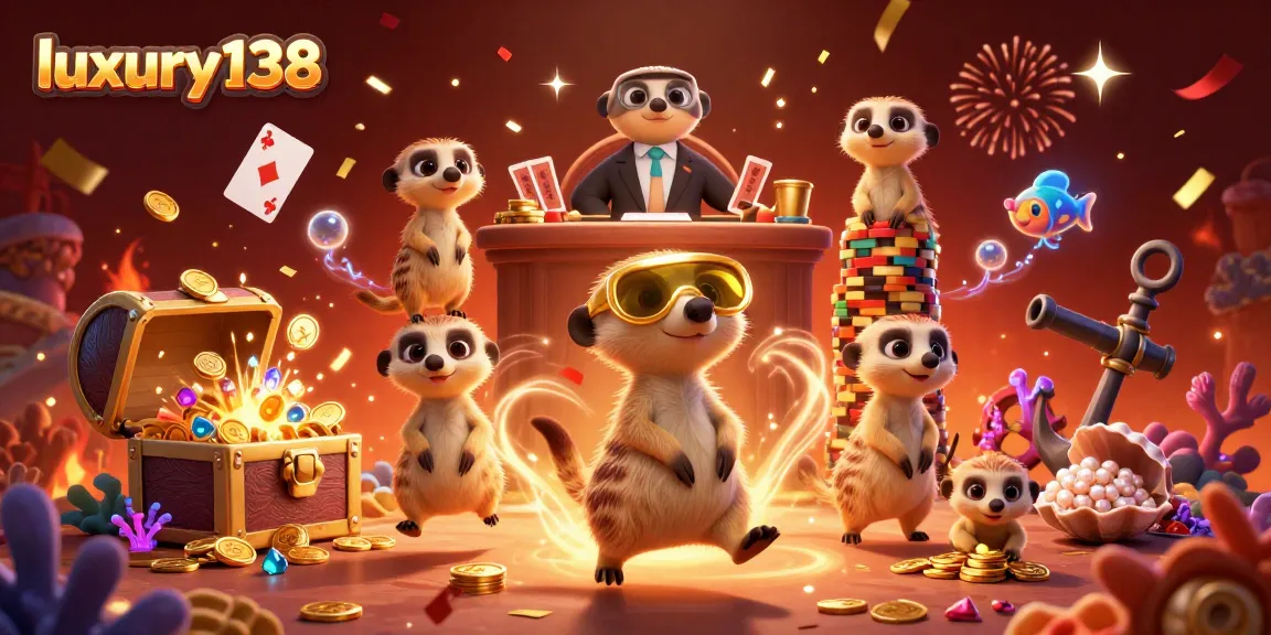 Luxury138 menghadirkan ilustrasi 3D koloni meerkat dengan kasino meriah, menyoroti aksi seru dan penghargaan yang menggiurkan.