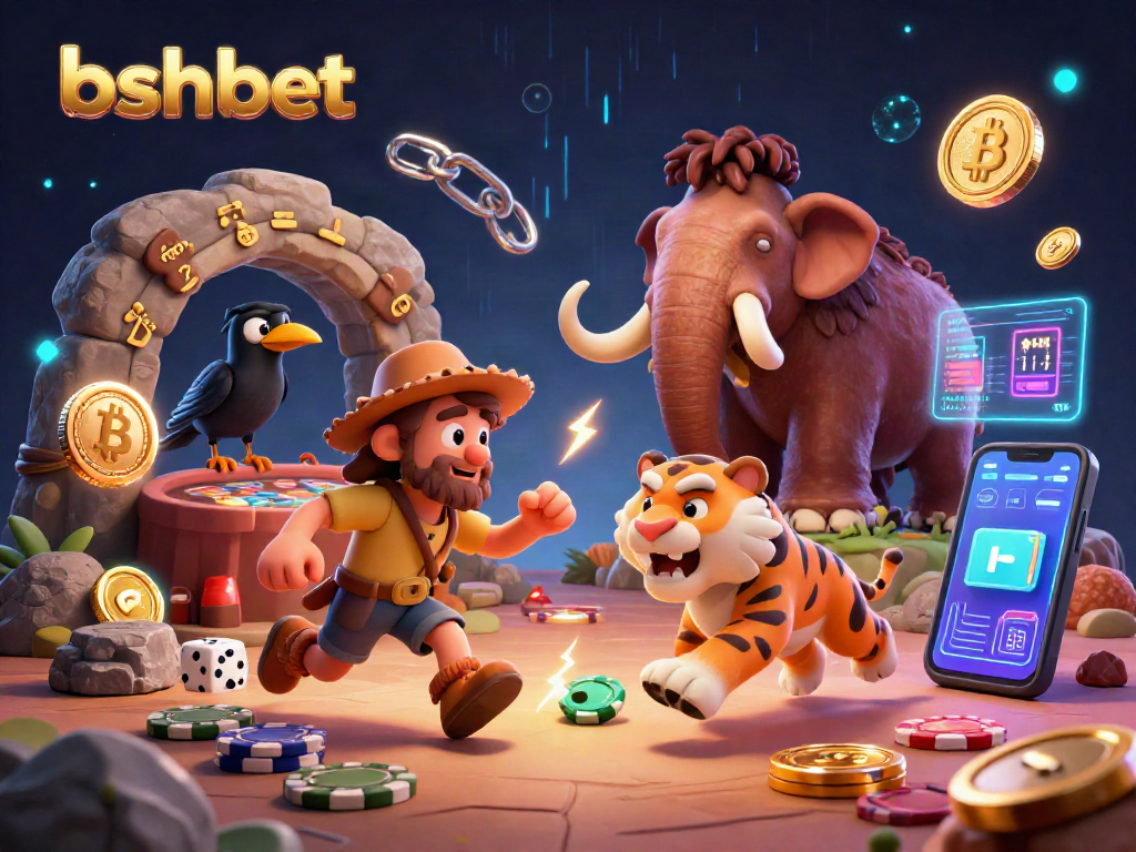 Play games at bshbet with vibrant 3D casino elements, featuring crypto themes and classic characters.