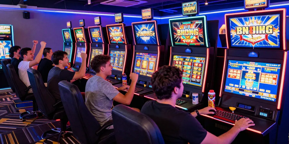 Slot88 permainan slot digital yang menarik dengan pemain bersemangat merayakan kemenangan