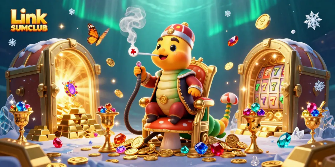 Engage with Link SUMCLUB's thrilling casino atmosphere featuring vibrant characters and dazzling gem elements.