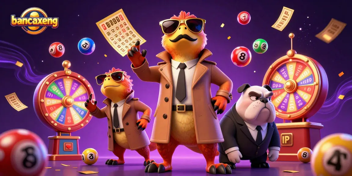 Bancaxeng players diving into a thrilling casino experience, surrounded by colorful lottery elements.