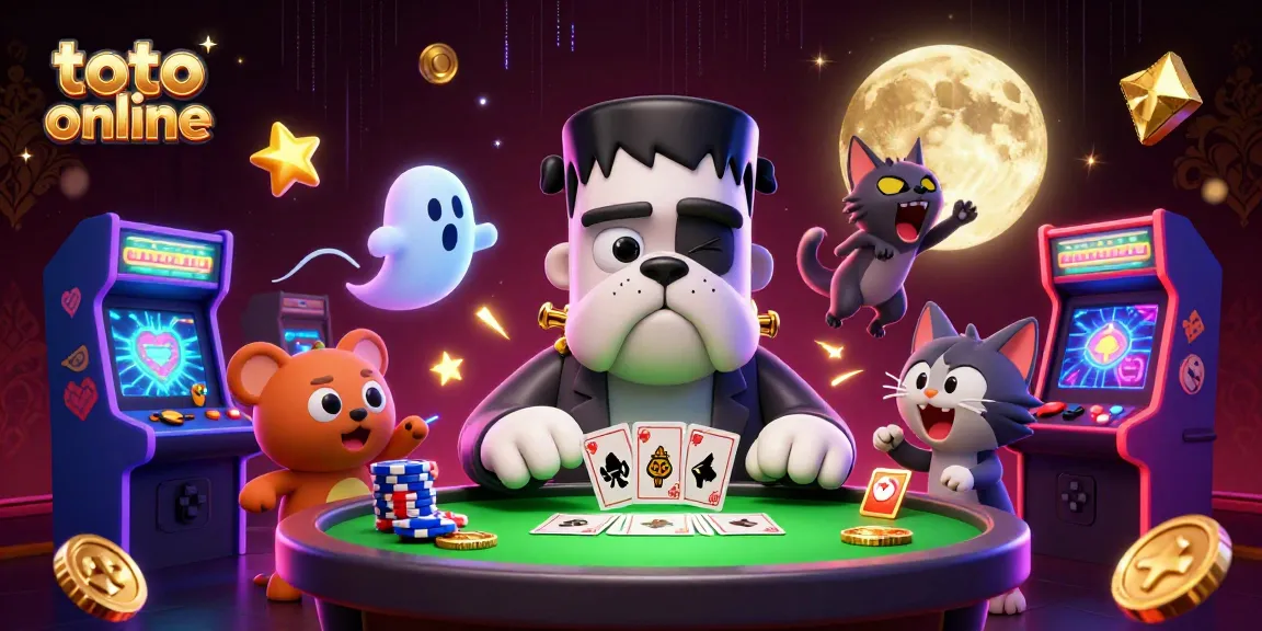 Permainan toto online dengan Frankenstein bulldog dan kucing werewolf di meja judi menarik perhatian pemain.