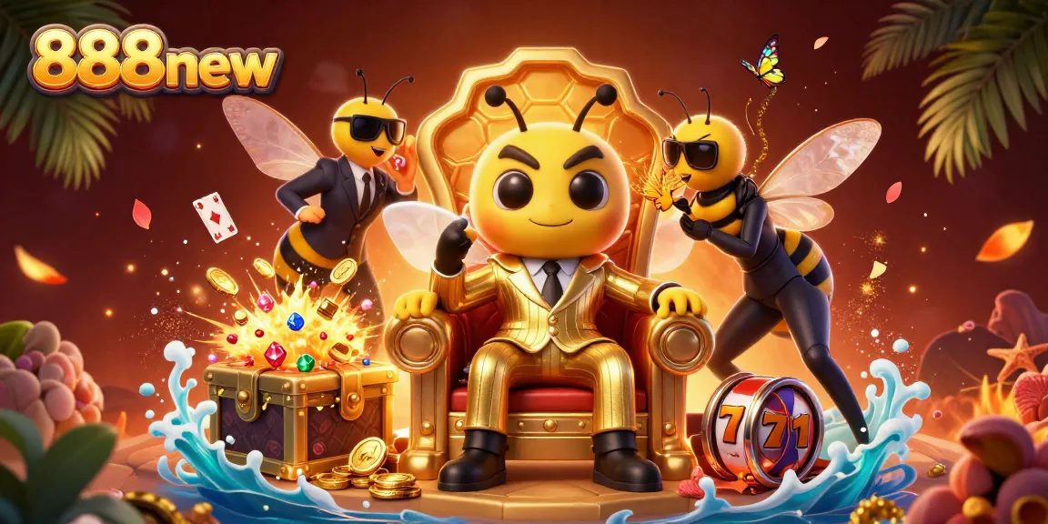 Experience thrilling gameplay with 888new's vibrant casino-themed 3D illustration featuring immersive elements.